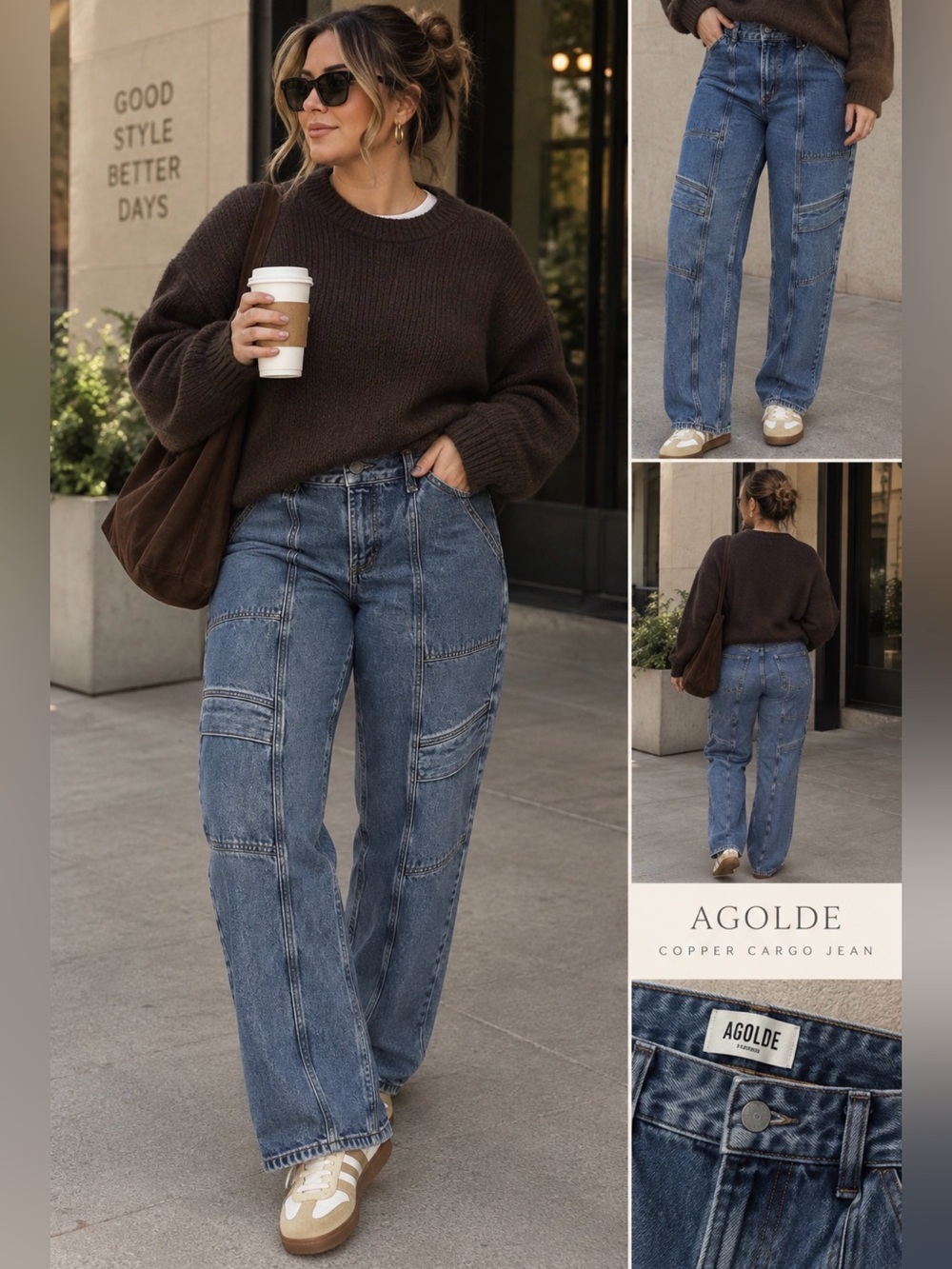 AGOLDE Copper Cargo Jeans Size 33 High Rise Relaxed Straight Leg Utility Denim